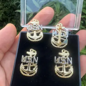 Navy Chief Anchor Choker Set: Gold & Silver Safety Pin Badges by AlohacoinsShop
